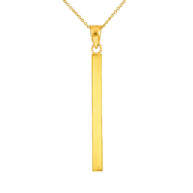 Solid Gold Vertical Bar Pendant Necklace (Available in Yellow, Rose and White Gold)