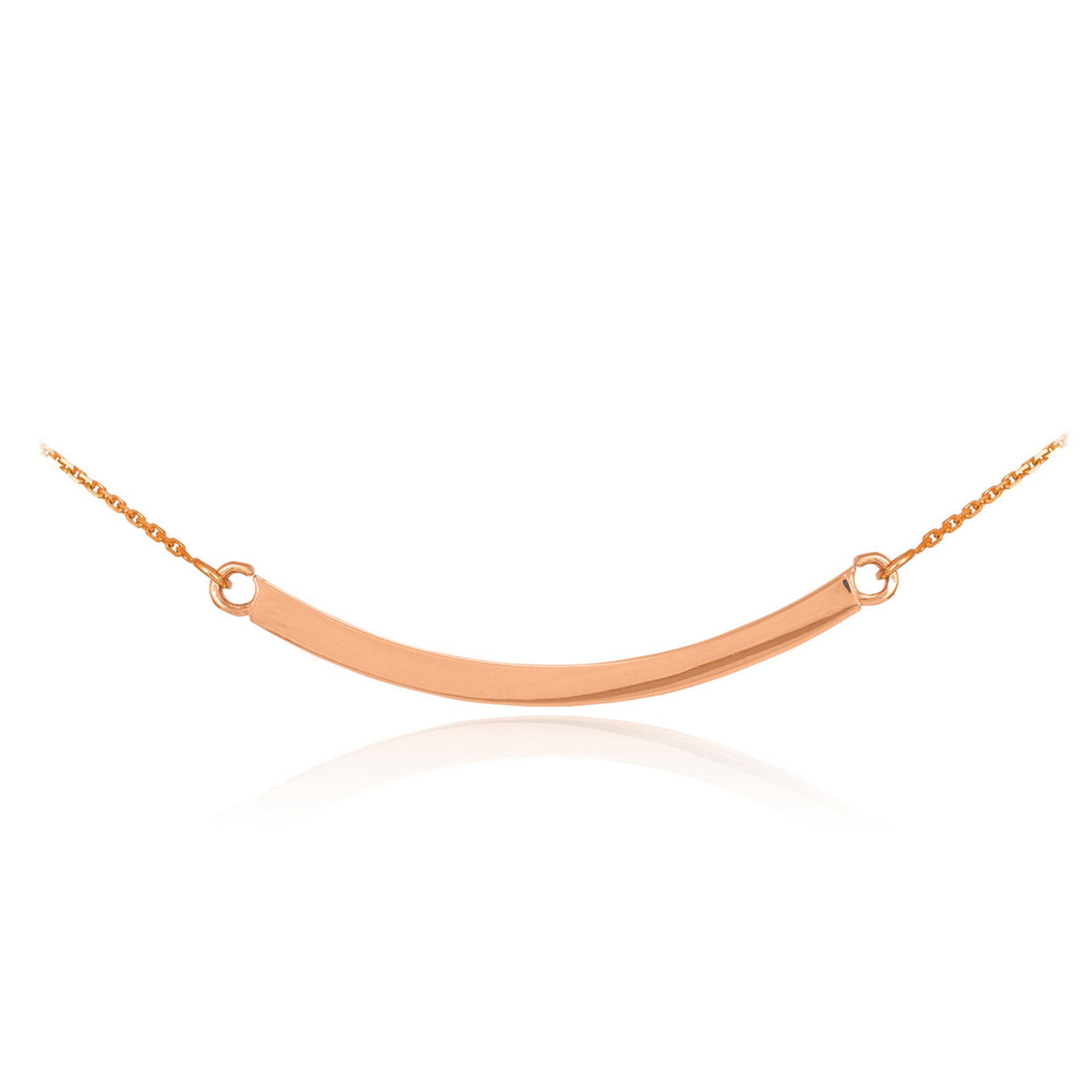 14K Solid Gold Curved Bar Necklace(Available in Yellow/Rose/White Gold)