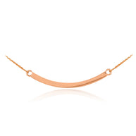 14K Solid Gold Curved Bar Necklace(Available in Yellow/Rose/White Gold)