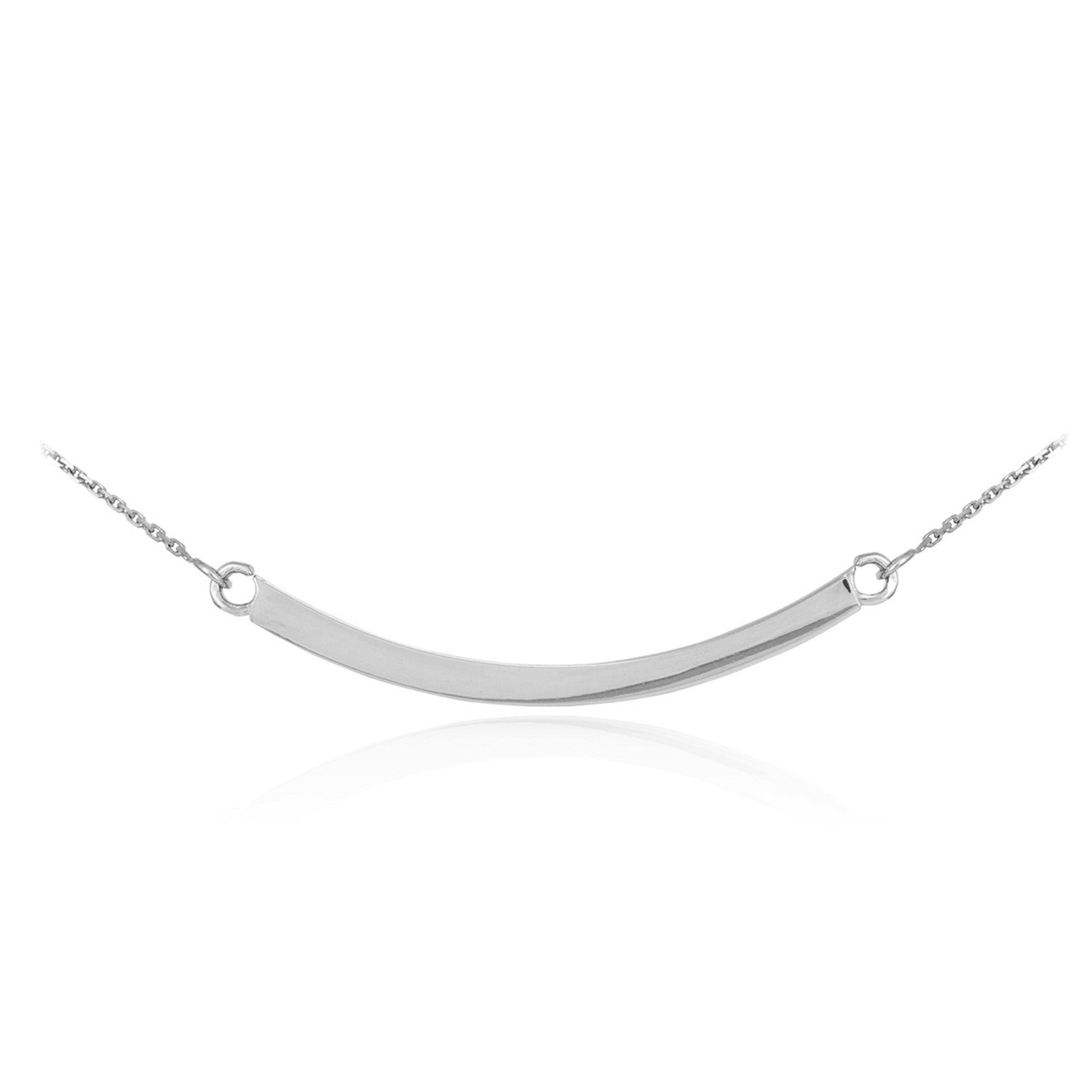 14K Solid Gold Curved Bar Necklace(Available in Yellow/Rose/White Gold)