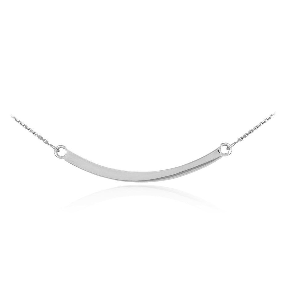 14K Solid Gold Curved Bar Necklace(Available in Yellow/Rose/White Gold)