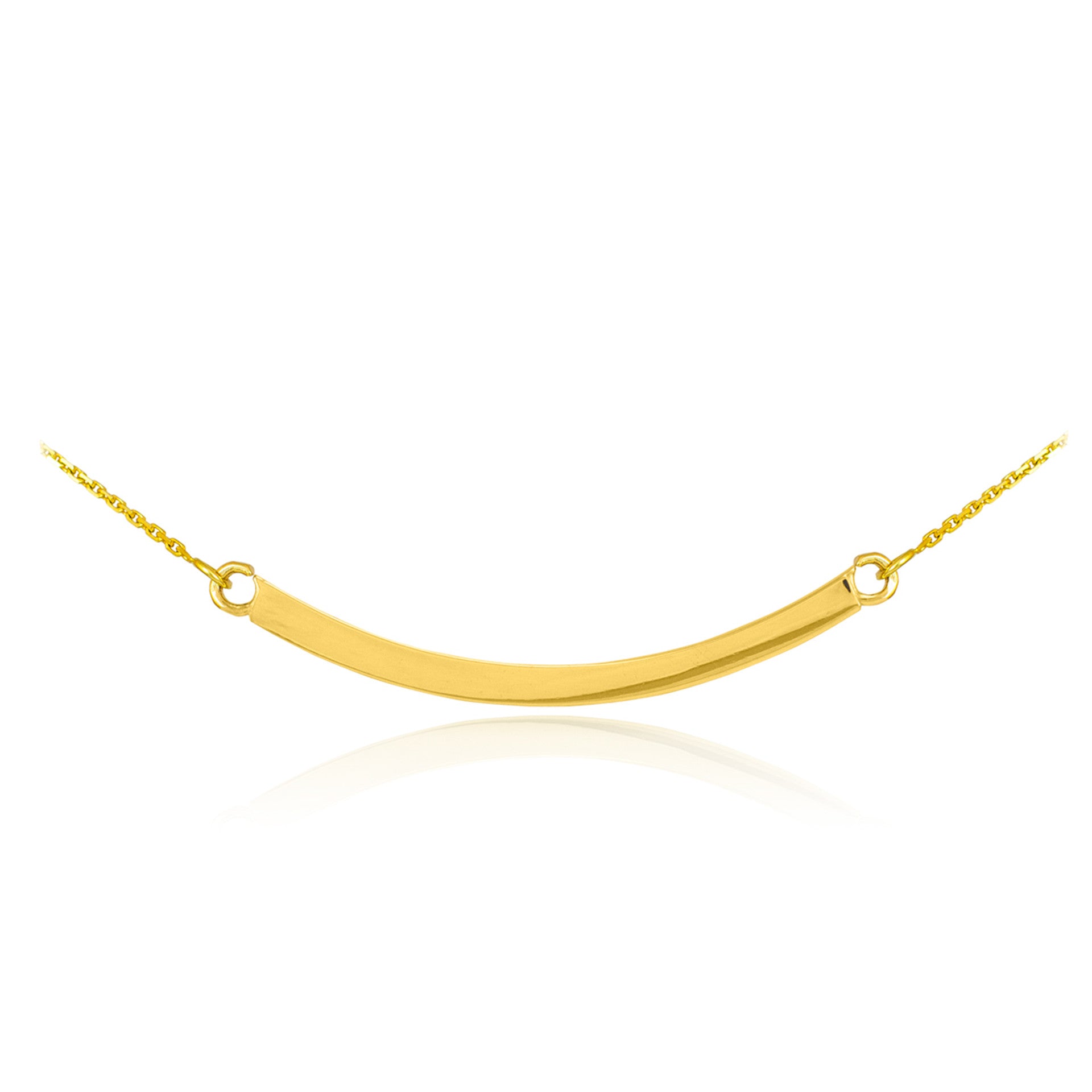 14K Solid Gold Curved Bar Necklace(Available in Yellow/Rose/White Gold)