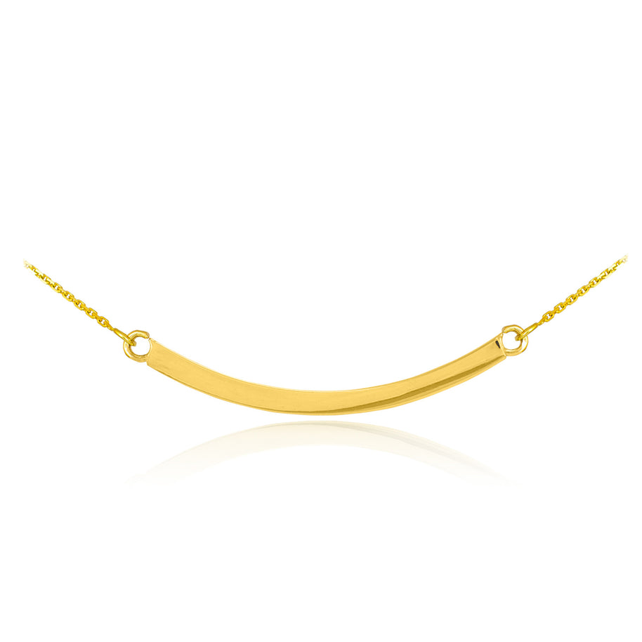 14K Solid Gold Curved Bar Necklace(Available in Yellow/Rose/White Gold)