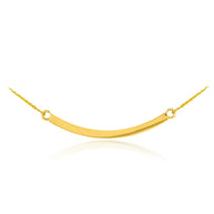 14K Solid Gold Curved Bar Necklace(Available in Yellow/Rose/White Gold)