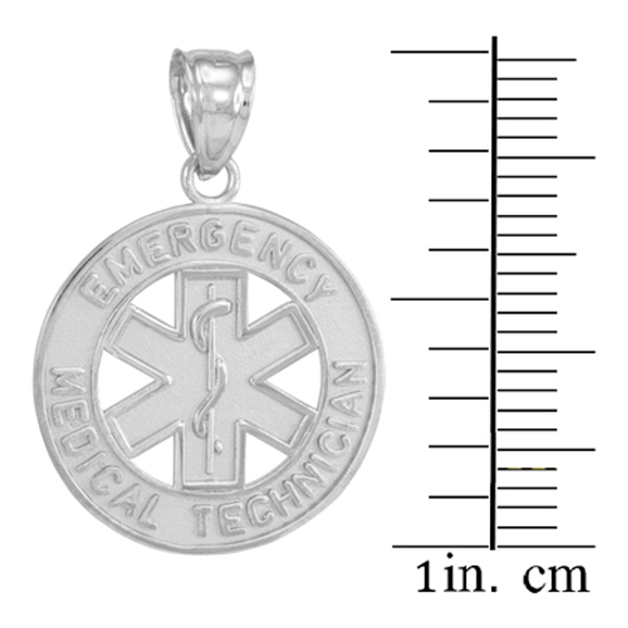 Sterling Silver EMT Medical Charm Pendant Necklace