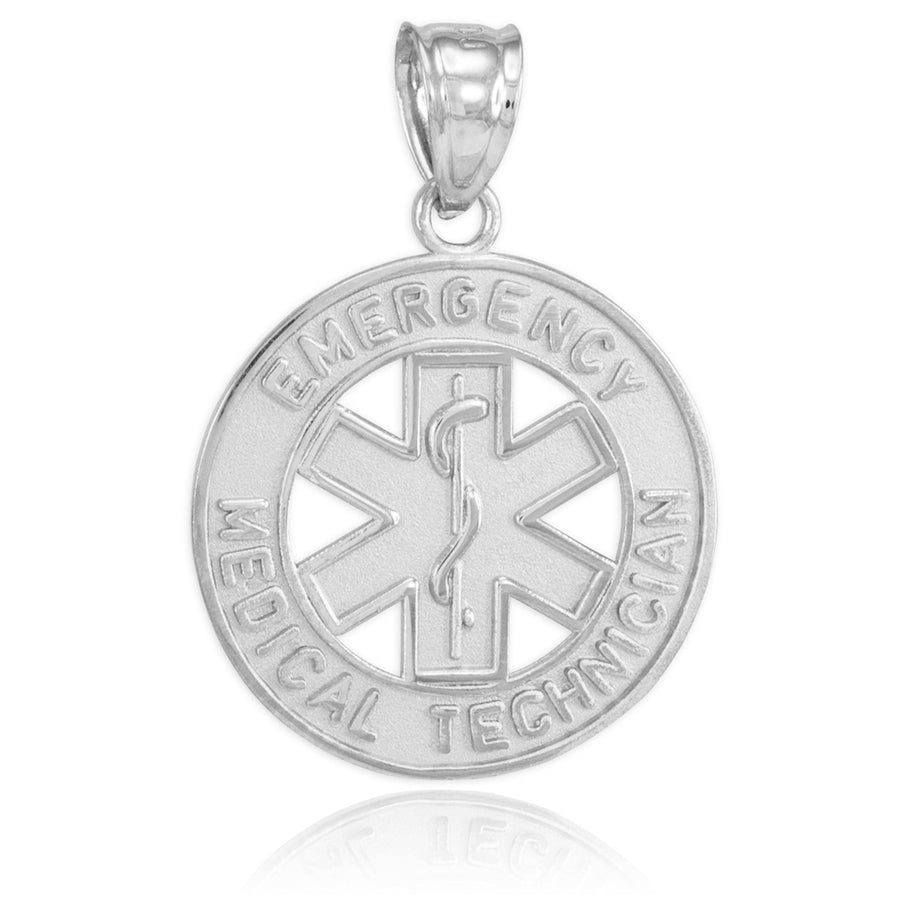 Sterling Silver EMT Medical Charm Pendant Necklace