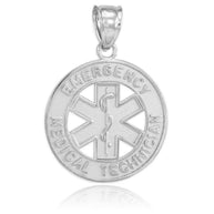 Sterling Silver EMT Medical Charm Pendant Necklace