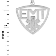 Polished Sterling Silver EMT Emergency Medical Technician Pendant Necklace