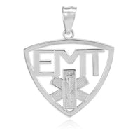 Polished Sterling Silver EMT Emergency Medical Technician Pendant Necklace