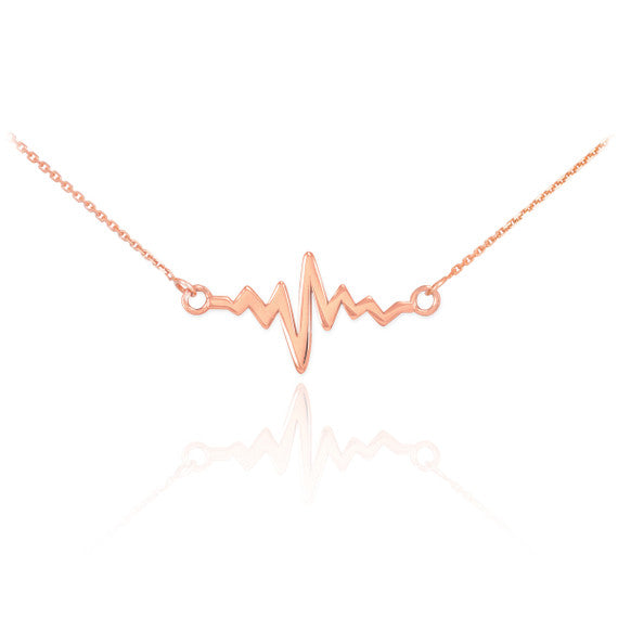 14K Gold Heartbeat Necklace(Available in Yellow/Rose/White)