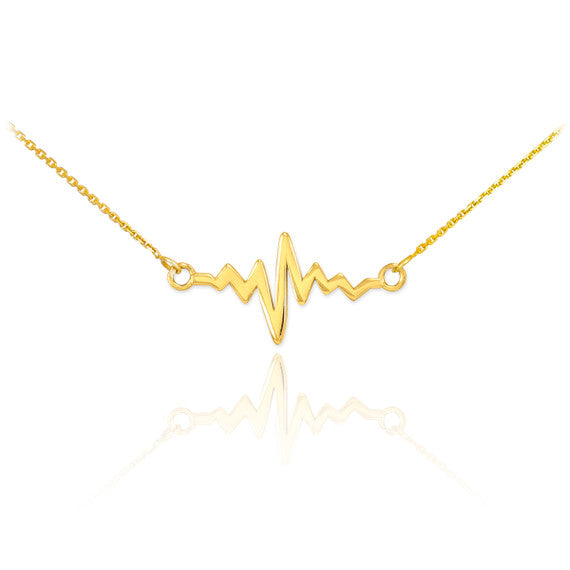 14K Gold Heartbeat Necklace(Available in Yellow/Rose/White)