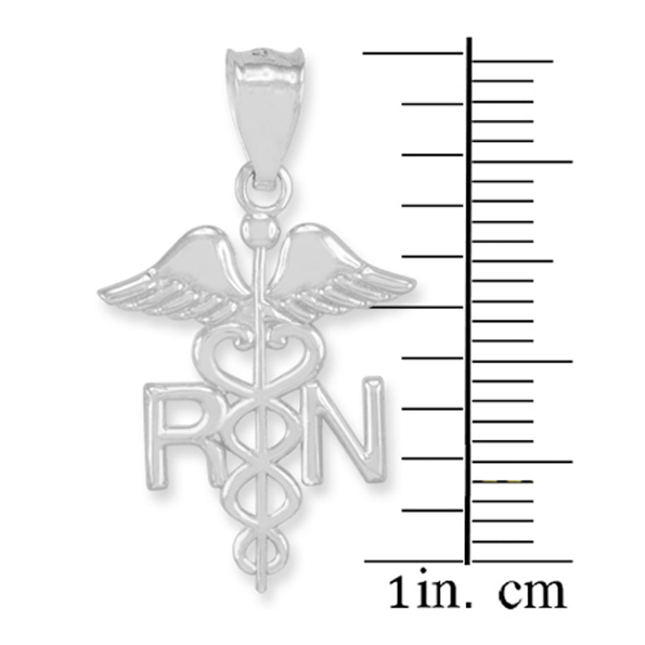 Sterling Silver Registered Nurse RN Medical Pendant Necklace