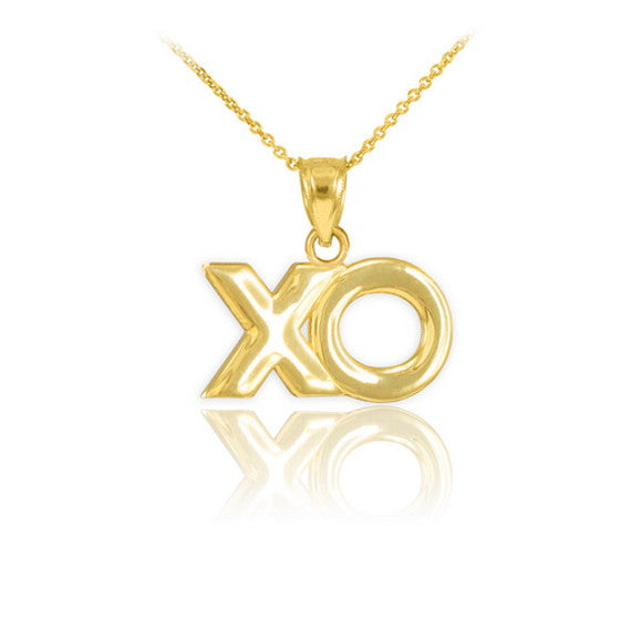 Polished Gold "XO" Hugs & Kisses Pendant Necklace(Availbale In Yellow/Rose/White Gold)