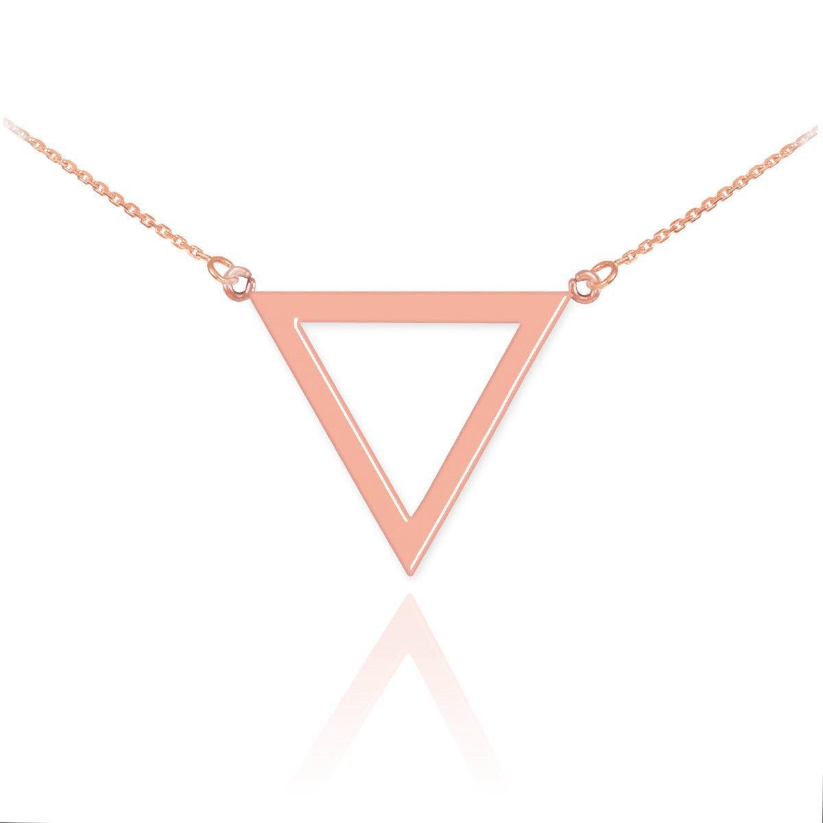 Solid Gold 14K Polished Triangle Shaped Necklace(Available in Yellow/Rose/White Gold)