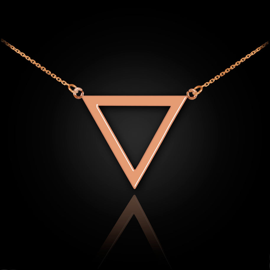 Solid Gold 14K Polished Triangle Shaped Necklace(Available in Yellow/Rose/White Gold)