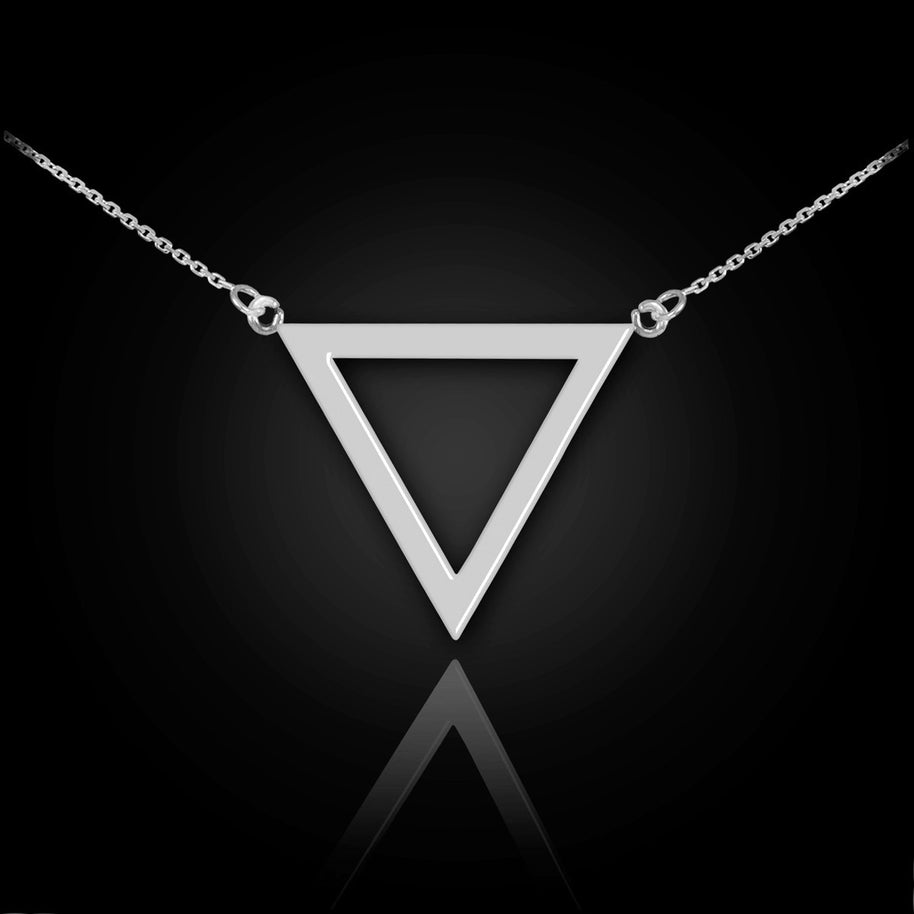 Solid Gold 14K Polished Triangle Shaped Necklace(Available in Yellow/Rose/White Gold)