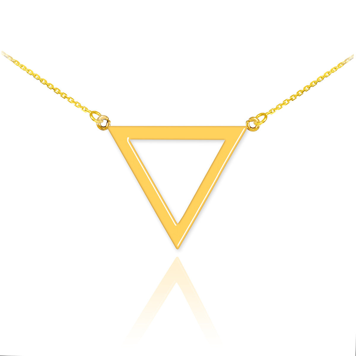Solid Gold 14K Polished Triangle Shaped Necklace(Available in Yellow/Rose/White Gold)