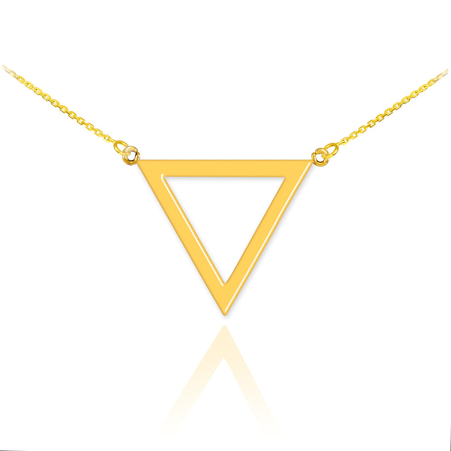 Solid Gold 14K Polished Triangle Shaped Necklace(Available in Yellow/Rose/White Gold)