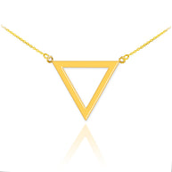 Solid Gold 14K Polished Triangle Shaped Necklace(Available in Yellow/Rose/White Gold)