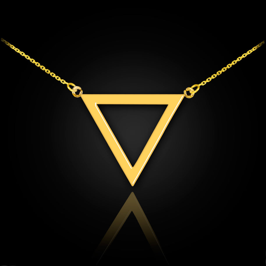 Solid Gold 14K Polished Triangle Shaped Necklace(Available in Yellow/Rose/White Gold)