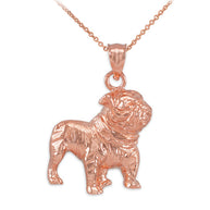Gold Bulldog Pendant Necklace (Available in Yellow/White/Rose Gold)