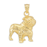 Gold Bulldog Pendant Necklace (Available in Yellow/White/Rose Gold)