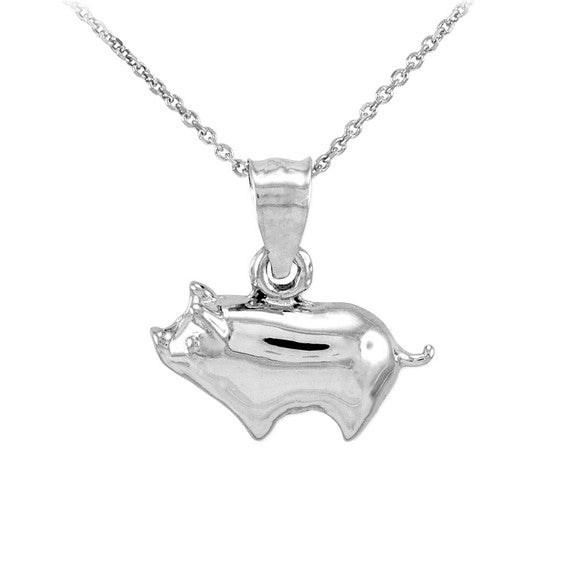 Gold Pig Charm Pendant Necklace(Available in Yellow/Rose/White Gold)