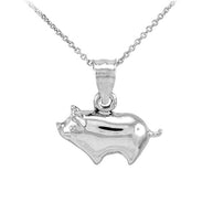 Gold Pig Charm Pendant Necklace(Available in Yellow/Rose/White Gold)