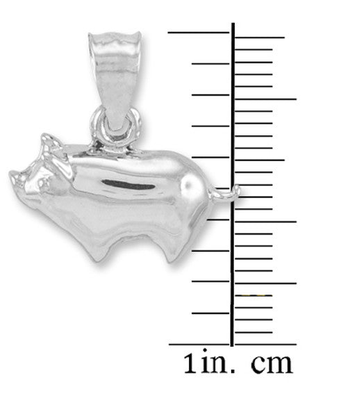 Sterling Silver Pig Charm Pendant Necklace