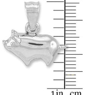 Sterling Silver Pig Charm Pendant Necklace