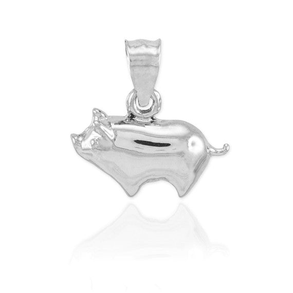 Sterling Silver Pig Charm Pendant Necklace