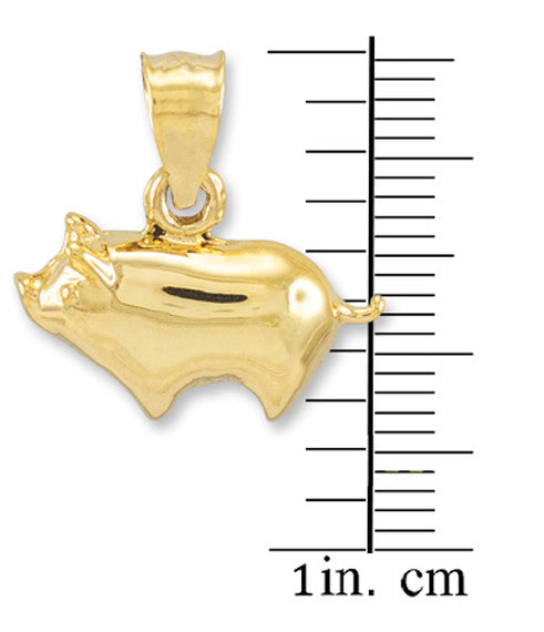 Gold Pig Charm Pendant Necklace(Available in Yellow/Rose/White Gold)