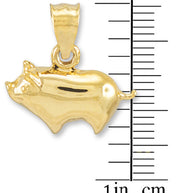 Gold Pig Charm Pendant Necklace(Available in Yellow/Rose/White Gold)