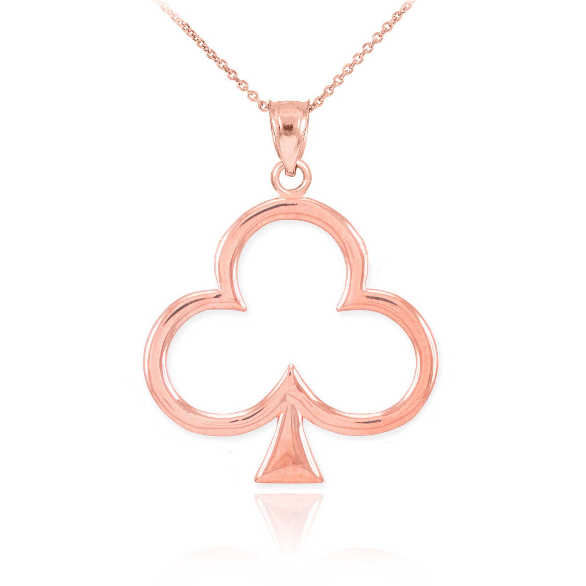Gold 3 Leaf Clover Lucky Shamrock Clubs Pendant Necklace (Available in Yellow, Rose and White Gold)