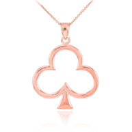 Gold 3 Leaf Clover Lucky Shamrock Clubs Pendant Necklace (Available in Yellow, Rose and White Gold)