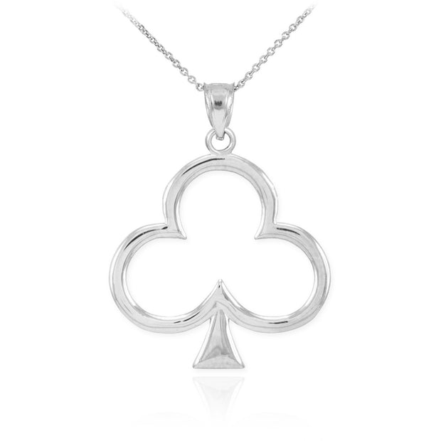 Gold 3 Leaf Clover Lucky Shamrock Clubs Pendant Necklace (Available in Yellow, Rose and White Gold)