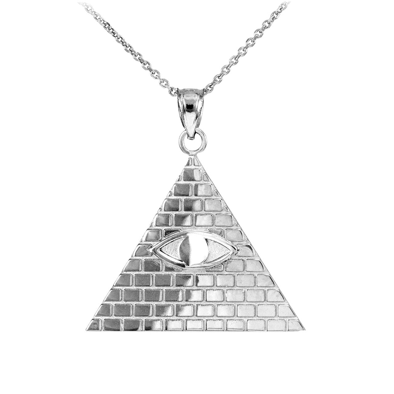 .925 Sterling Silver Egyptian Pyramid All-Seeing Eye Of Horus Wadjet Pendant Necklace