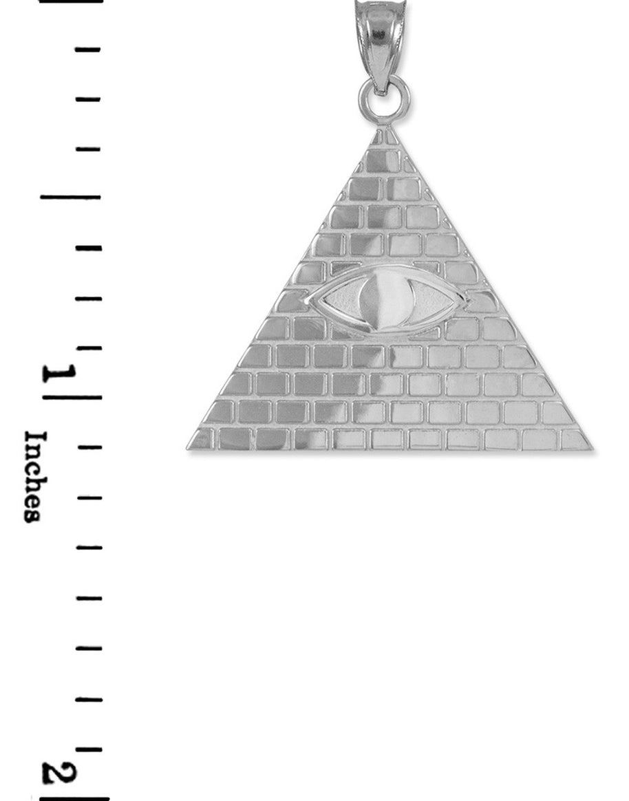 .925 Sterling Silver Egyptian Pyramid All-Seeing Eye Of Horus Wadjet Pendant Necklace