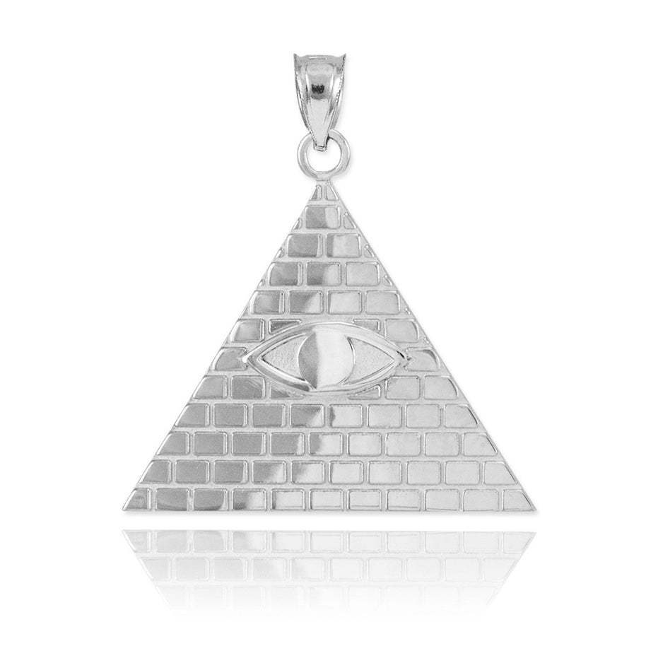 .925 Sterling Silver Egyptian Pyramid All-Seeing Eye Of Horus Wadjet Pendant Necklace