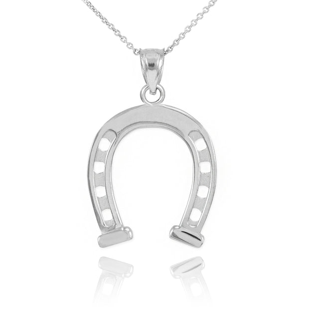 White Gold Horseshoe Pendant Necklace