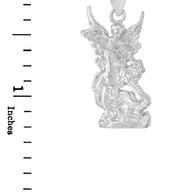 Polished Sterling Silver St. Michael Pendant Necklace