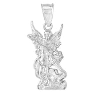Polished Sterling Silver St. Michael Pendant Necklace