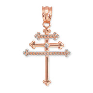Gold Diamond Maronite Aramaic Cross Necklace (Available in Yellow/Rose/White Gold)