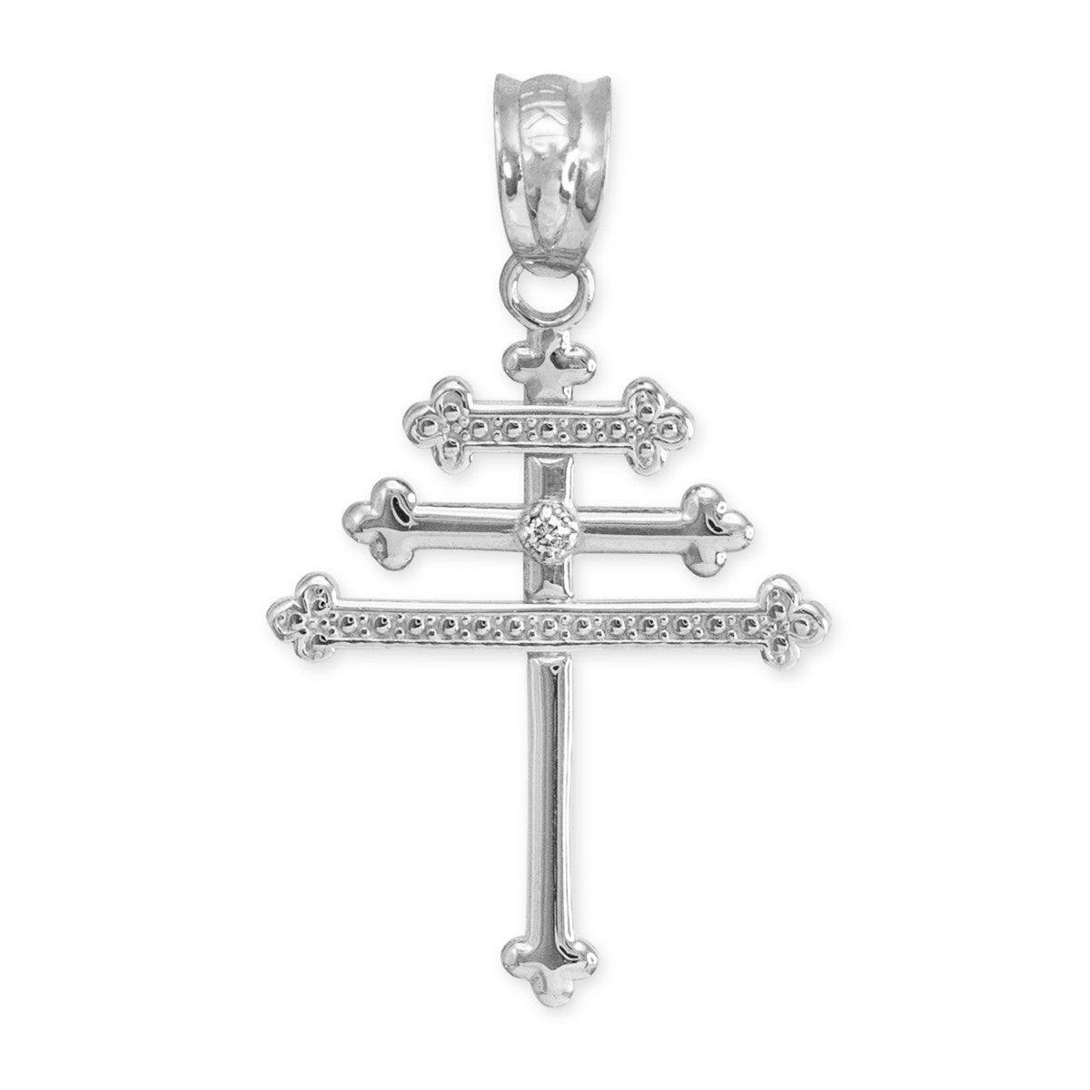 Gold Diamond Maronite Aramaic Cross Necklace (Available in Yellow/Rose/White Gold)