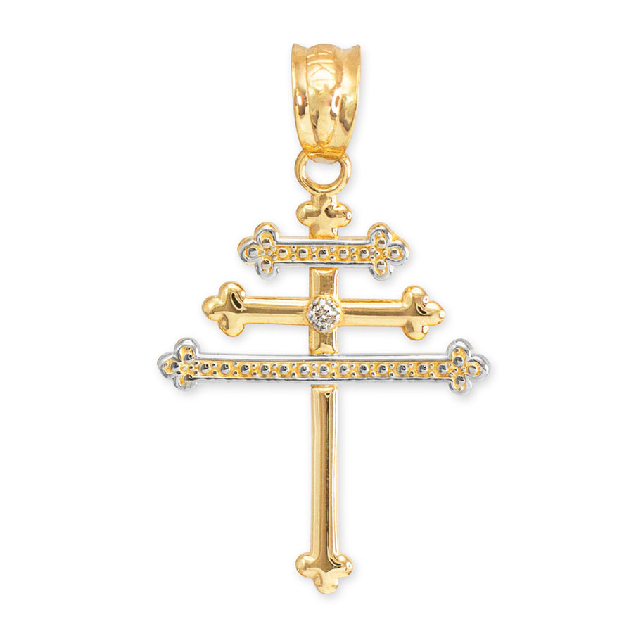 Gold Diamond Maronite Aramaic Cross Necklace (Available in Yellow/Rose/White Gold)