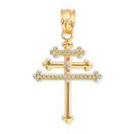 Gold Diamond Maronite Aramaic Cross Necklace (Available in Yellow/Rose/White Gold)