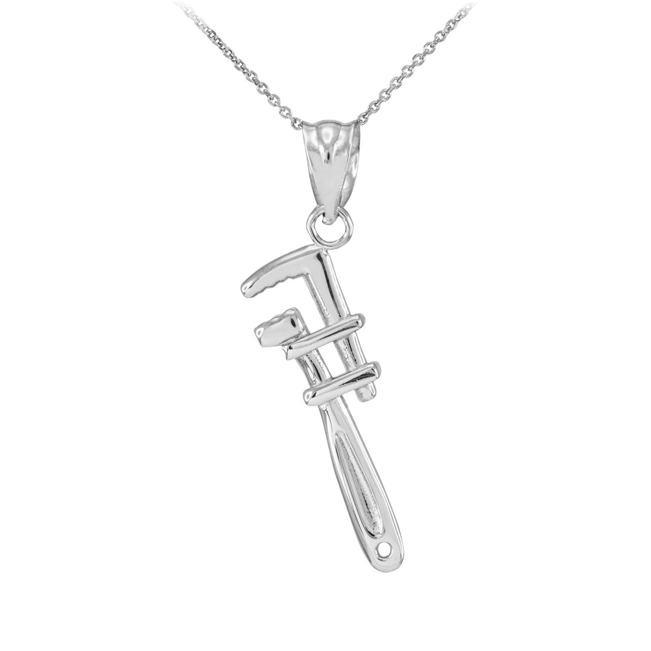 Sterling Silver Monkey Wrench Pendant Necklace