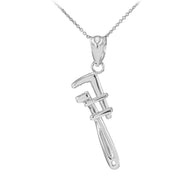 Sterling Silver Monkey Wrench Pendant Necklace
