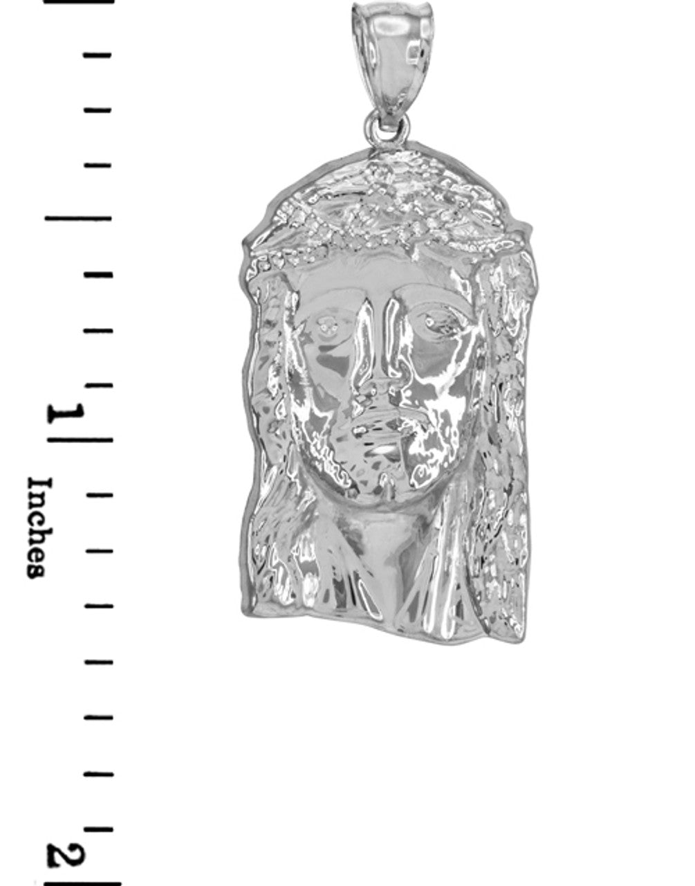 Polished Sterling Silver Jesus Face Pendant