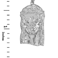Polished Sterling Silver Jesus Face Pendant
